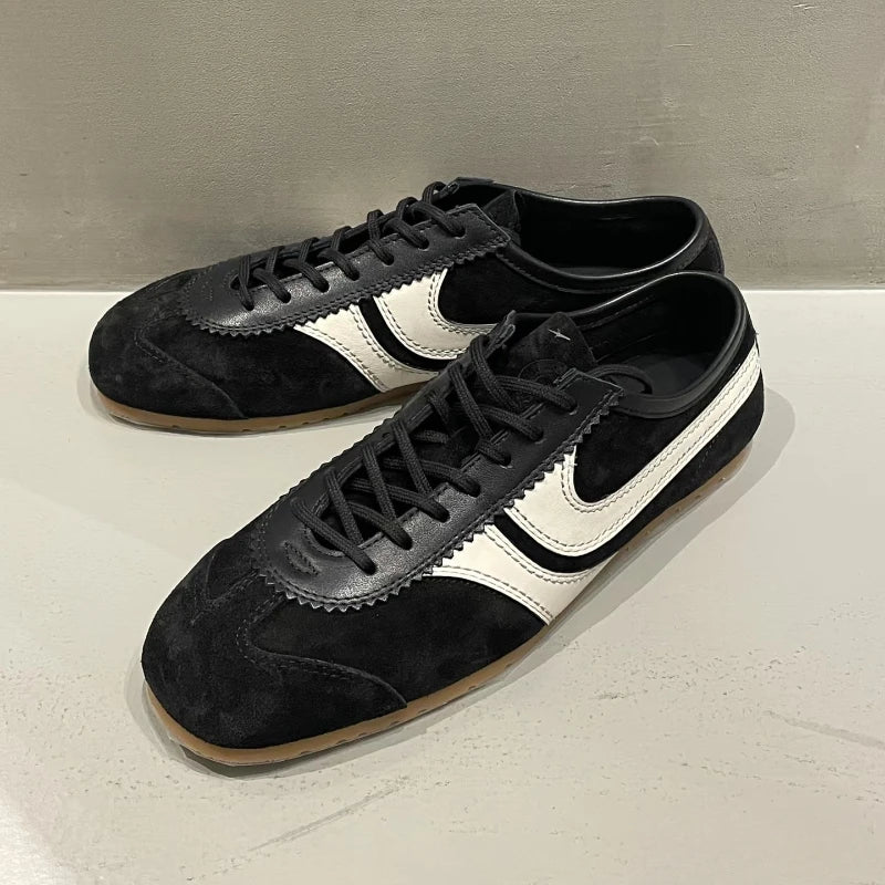 Real Leather German Training Shoes Women's Four Seasons 2025 Fashion Retro Crash Training Running Shoes Forrest Gump Shoes Women