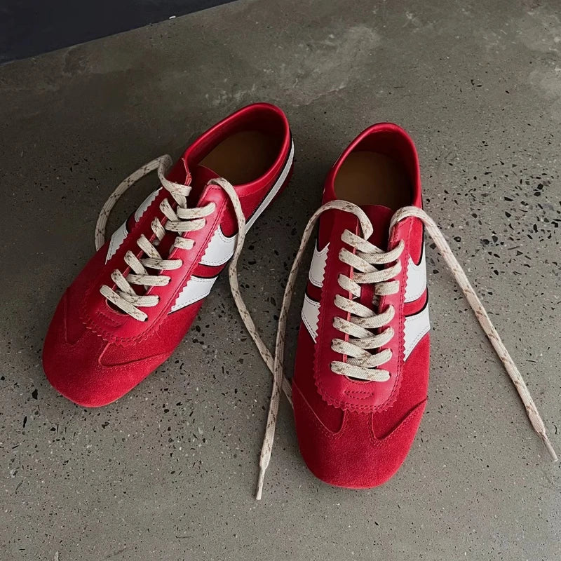 Real Leather German Training Shoes Women's Four Seasons 2025 Fashion Retro Crash Training Running Shoes Forrest Gump Shoes Women