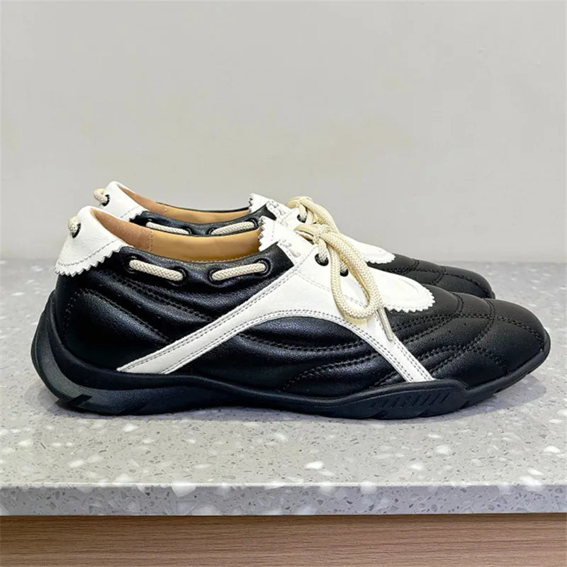 Spring and Autumn Women's Sports Shoes Round Toe Cross Strap Flat Bottom Single Shoes Fashion Casual Shoes