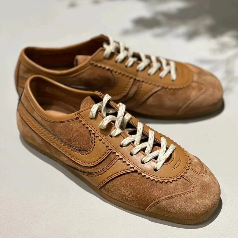 Real Leather German Training Shoes Women's Four Seasons 2025 Fashion Retro Crash Training Running Shoes Forrest Gump Shoes Women
