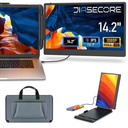 14.2" Laptop Screen Extender 1080P FHD IPS Laptop Monitor Extender Dual Screen USB C HDMI Plug-Play Portable Monitor for Laptops for 13"-17.3" Laptops Compatible for Mac/Wins/Android/Switch