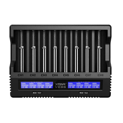 XTAR VC8S Smart Versatile USB c 18650 Lithium 1.2/1.5V AA AAA Rechargeable Battery Charger Tester