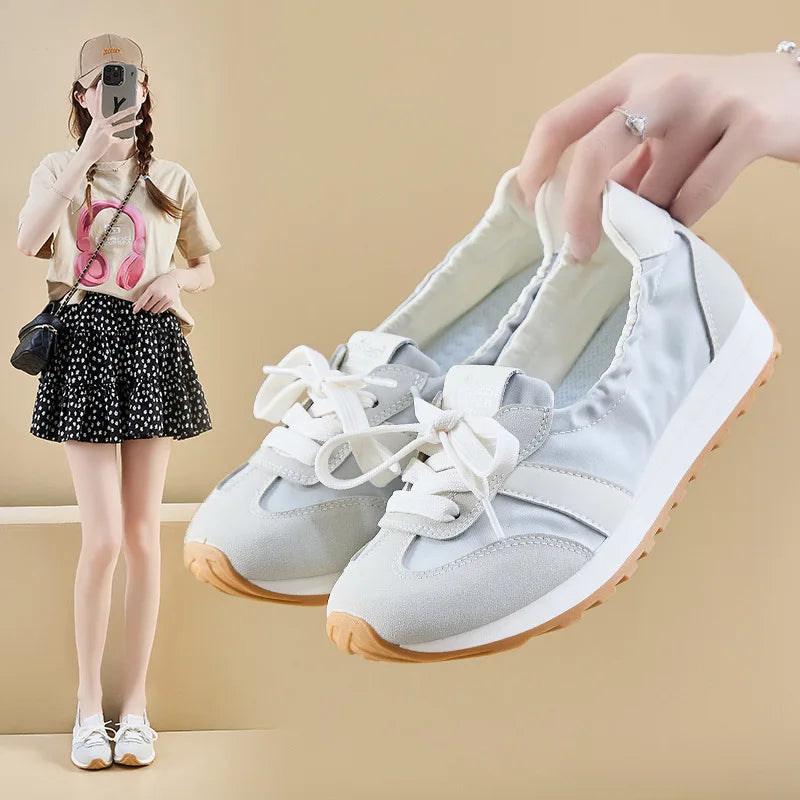 2025 Spring New Women's Korean Style Forrest Gump Shoes Thick Sole Heightening Versatile Trbottomy Casual Walking Sports Shallow