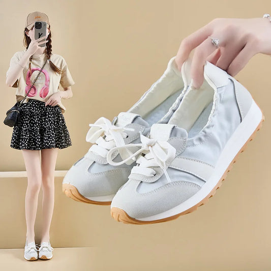 2025 Spring New Women's Korean Style Forrest Gump Shoes Thick Sole Heightening Versatile Trbottomy Casual Walking Sports Shallow