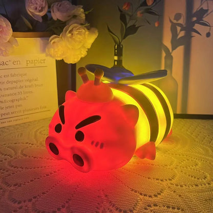Crayon Shin-chan Bee Xiaobai & Piggy Night Light - Cute Mini Figurine Desk Decor, Perfect for Fans. Adorable Collectible
