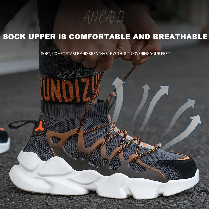 Fashion Work Safety Boots Men Women Casual Lightweight Sneakers Indestructible Compos Toe Boots Men's Work Sports Safety Shoes