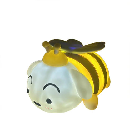 Crayon Shin-chan Bee Xiaobai & Piggy Night Light - Cute Mini Figurine Desk Decor, Perfect for Fans. Adorable Collectible