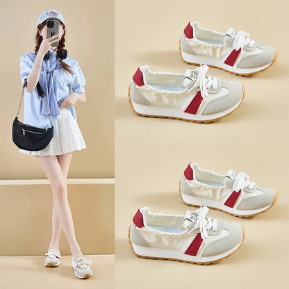 2025 Spring New Women's Korean Style Forrest Gump Shoes Thick Sole Heightening Versatile Trbottomy Casual Walking Sports Shallow