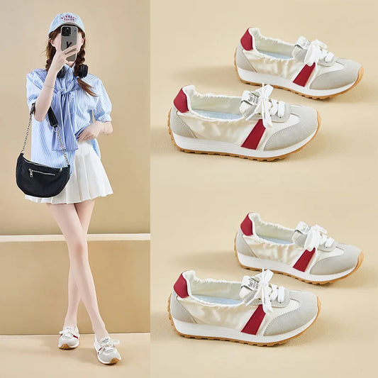 2025 Spring New Women's Korean Style Forrest Gump Shoes Thick Sole Heightening Versatile Trbottomy Casual Walking Sports Shallow