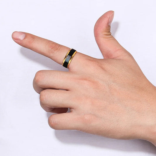 Titanium Steel Temperature Couple Ring Mood Emotion Feeling Intelligent Sensitive Rings For Women Men Waterproof Jewelry Gift