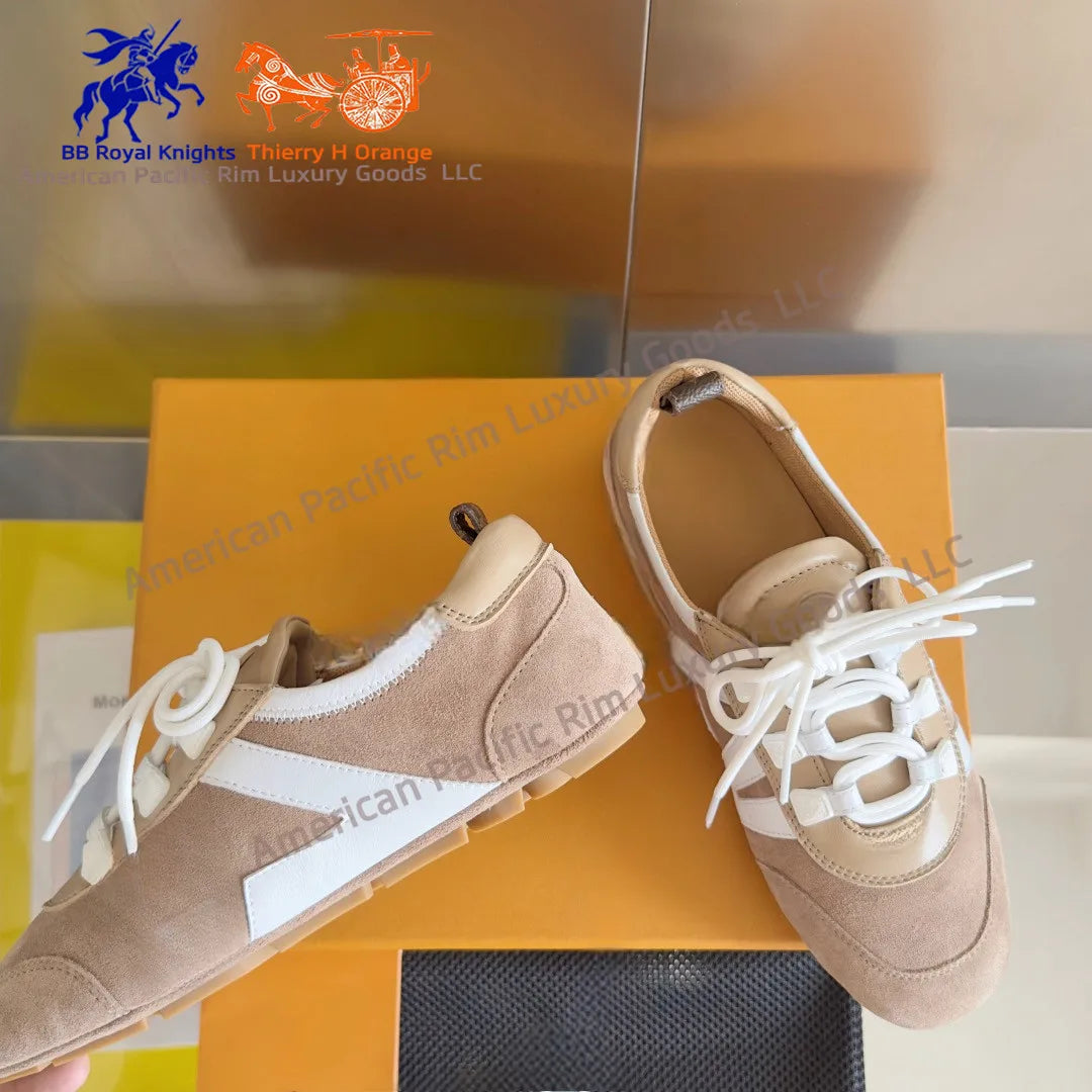Sneakerina Series Couples' Shoes Ballet Sneakers Dexter Shoes Casual Flat Shoes Suede Cow Leather Sneakers Lace-Up