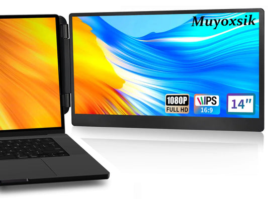 Muyoxsik 14Laptop Screen Extender 1080P FHD IPS Laptop Monitor Extender Dual Screen Portable Monitor for Laptop 13-17" Plug&Play Compatible with Mac/Android/Windows