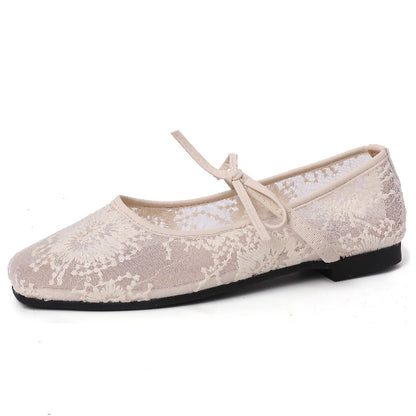2025 Spring Lace Women Mary Jane Shoes Fashion Slip On Comfort Street Style Soft Sole Female Dress Flats Shoes