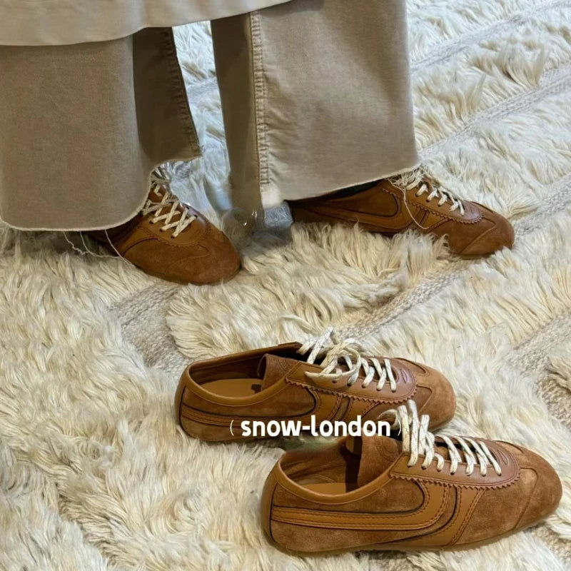 Real Leather German Training Shoes Women's Four Seasons 2025 Fashion Retro Crash Training Running Shoes Forrest Gump Shoes Women