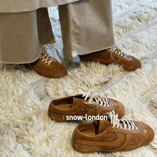 Real Leather German Training Shoes Women's Four Seasons 2025 Fashion Retro Crash Training Running Shoes Forrest Gump Shoes Women