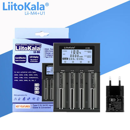 LiitoKala Lii-M4S 18650 LCD Multifunctional Battery Charger For 3.7V 1.2V 26650 21700 14500 18350 17500 AA AAA A C And Other
