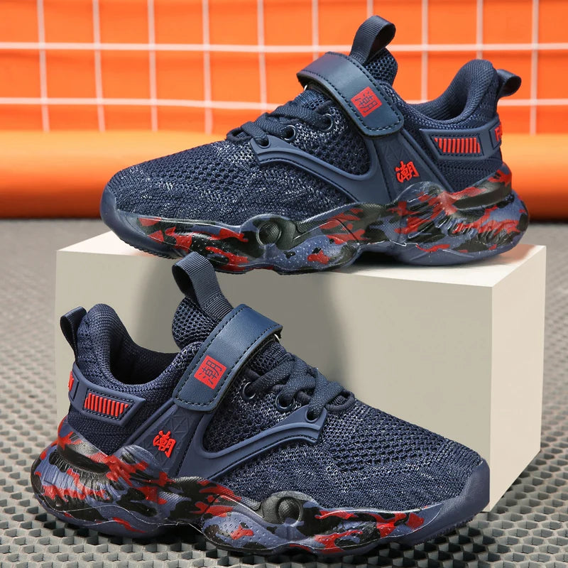 Childrens Sports Shoes Summer Running Mesh Breathable Anti Slip School Boys Exercise Jogging Shoes 2025 Fashion Four-color New