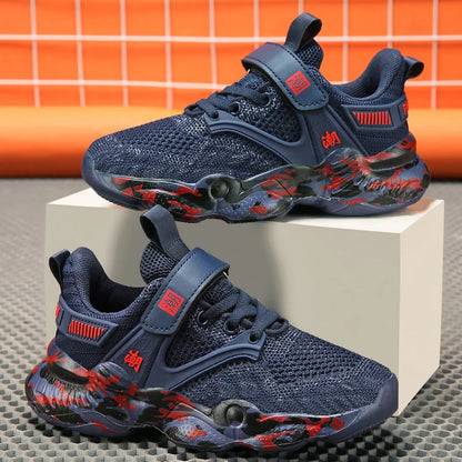 Childrens Sports Shoes Summer Running Mesh Breathable Anti Slip School Boys Exercise Jogging Shoes 2025 Fashion Four-color New