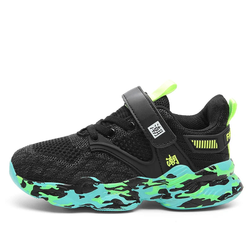 Childrens Sports Shoes Summer Running Mesh Breathable Anti Slip School Boys Exercise Jogging Shoes 2025 Fashion Four-color New