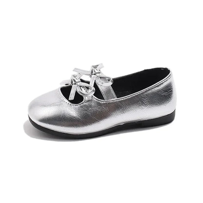 Kids Square Dance Performance Shoes Black Solid Color Girls Princess Shoe with Double Bow 2024 New Girls Leather Shoes Soft Sole