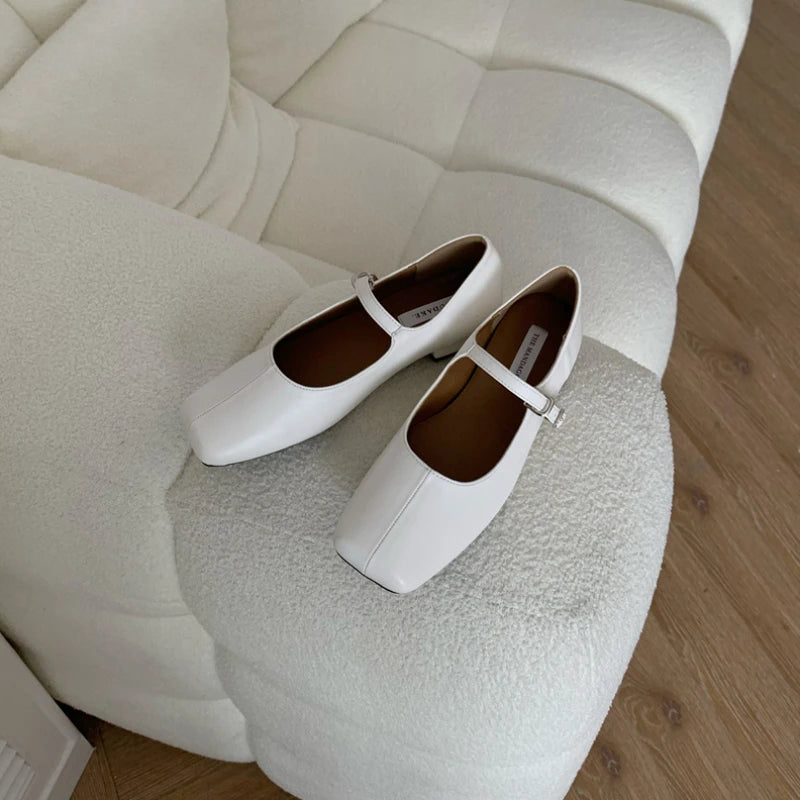 Square Toe Women Ballet Flats Fashion SOft Sole Shoes 2025 Spring Ladies Elegant Street Style Mary Jane Shoes