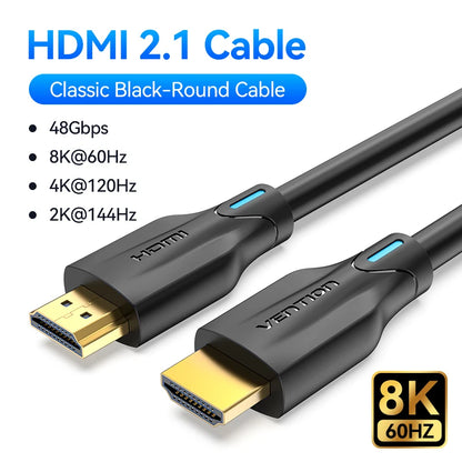 Vention HDMI-Compatible 2.1 Cable 8K/60Hz 4K/120Hz for Xiaomi Mi Box PS5 Dolby Vision 48Gbps HDMI-Compatible 8K HDMI 2.1 Cable