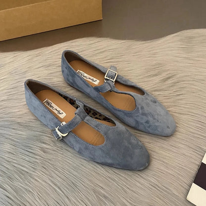 SUOJIALUN Autumn Women Flat Shoes Fashion Round Toe Slip On Ladies Elegant Mary Jane Shoes Soft Flat Heel Outdoor Dress Ballerin
