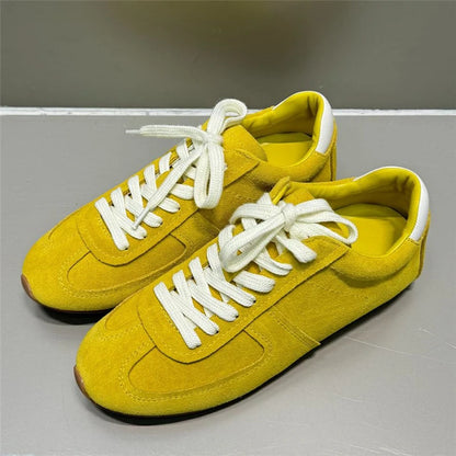 Asumer 2025 Newest Luxury Cow Suede Leather Women Sneakers Solid Color Flats Casual Shoes Fashion Flat Footwear Flat Sneakers