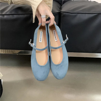2025 Autumn Fashion Flat Ballet Shoes Women Shallow Ballet Leather Round Toe Female Ballerina Soft Moccasin Mary Janes Shoes