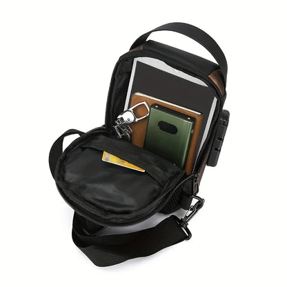 Stylish Men's Sling Bag - Durable Oxford Fabric, Crossbody Chest Pack with Phone Pocket, Zip Closure for Daily Commute