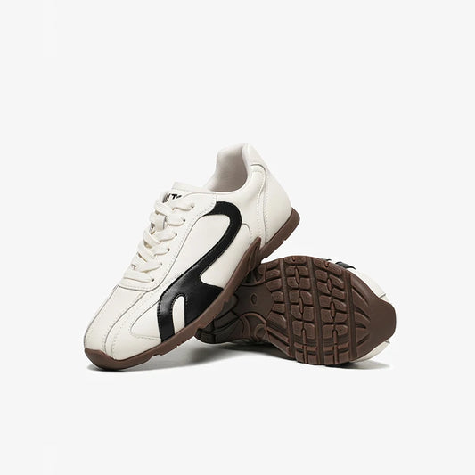 BEAUTODAY Sneakers Women Synthetic Leather Lace-up Punchwork Round Toe Trainers Outdoors Ladies Sports Shoes Handmade 29955