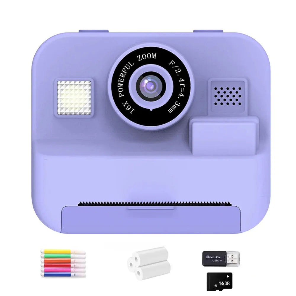 newInstant Print Camera With 32G Card Thermal Photo Printing Digital Children Camera Video Photography Educational Toy Kids Gift