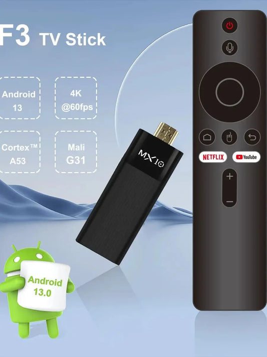 Ultra HD 4K Android TV Stick MX10-F3 Stick Mini Home TV Stick H313 Quad Core Support 2.4/5G Dual Wifi 2GB RAM 16GB ROM