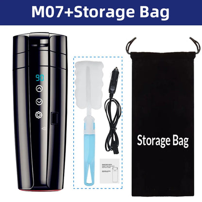 12V 24V Smart  Car Heating Cup Electric Kettle Stainless Steel Thermal Insulation Control Touch LCD Display Travel Coffee Mug