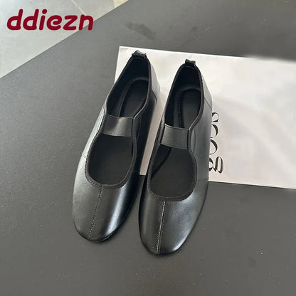 Female Soft Footwear Shallow Ladies Flats Mary Janes Shoes 2025 New Fashion Round Toe Women Ballet Flats Shoes Big Size 43