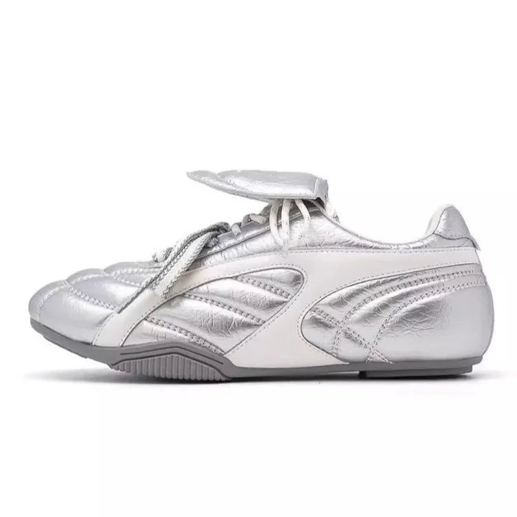 2025 New Spring Women's Shoes Vintage Flat Bottom AGAN Shoes Casual Sports White Shoes Synthetic Interior Fiber Optic Face