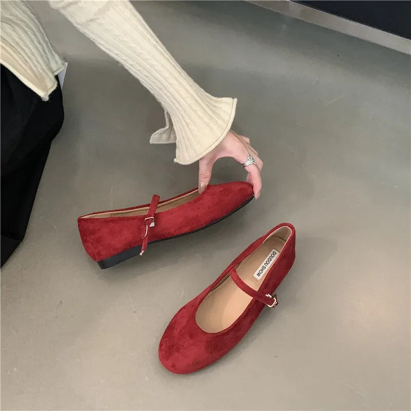 2025 Autumn Fashion Flat Ballet Shoes Women Shallow Ballet Leather Round Toe Female Ballerina Soft Moccasin Mary Janes Shoes