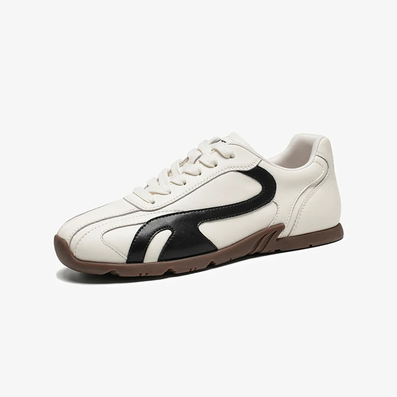 BEAUTODAY Sneakers Women Synthetic Leather Lace-up Punchwork Round Toe Trainers Outdoors Ladies Sports Shoes Handmade 29955