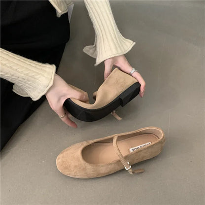 2025 Autumn Fashion Flat Ballet Shoes Women Shallow Ballet Leather Round Toe Female Ballerina Soft Moccasin Mary Janes Shoes