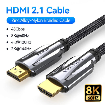 Vention HDMI-Compatible 2.1 Cable 8K/60Hz 4K/120Hz for Xiaomi Mi Box PS5 Dolby Vision 48Gbps HDMI-Compatible 8K HDMI 2.1 Cable