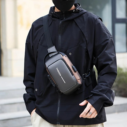 Stylish Men's Sling Bag - Durable Oxford Fabric, Crossbody Chest Pack with Phone Pocket, Zip Closure for Daily Commute