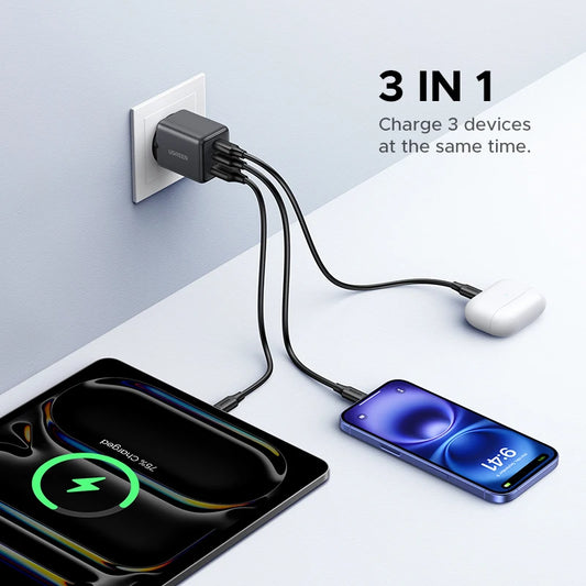 UGREEN 30W GaN Charger PD 3.0 QC4.0 USB C Charger For iPhone 16 15 14 Pro Samsung S25 Xiaomi Tablet iPad Air Pro Phone Charger