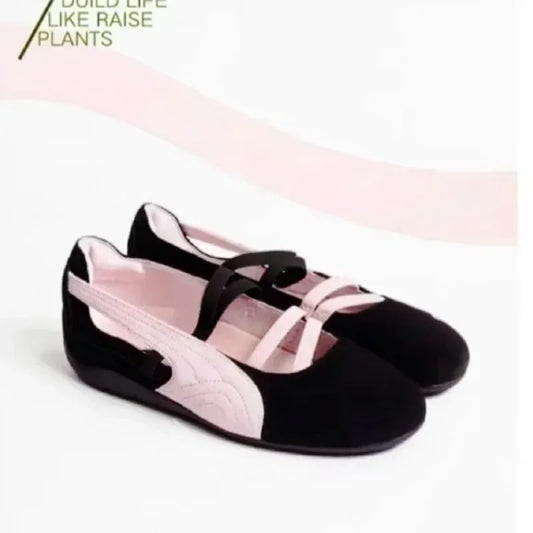 Women's Fashion Low Shoes 2025 Round Head Soft Bottom Mid Mouth Comfortable Ballet Shoes Retro Flat Bottom One Stirrup Sneakers