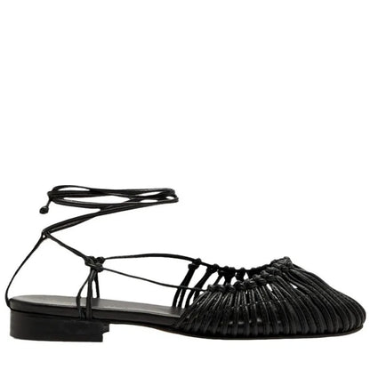 2025 Summer Low Heels Roma Sandals Fashion Outdoor Woven Hollow Women Sandals Casual Lace-up Round Head Sandals