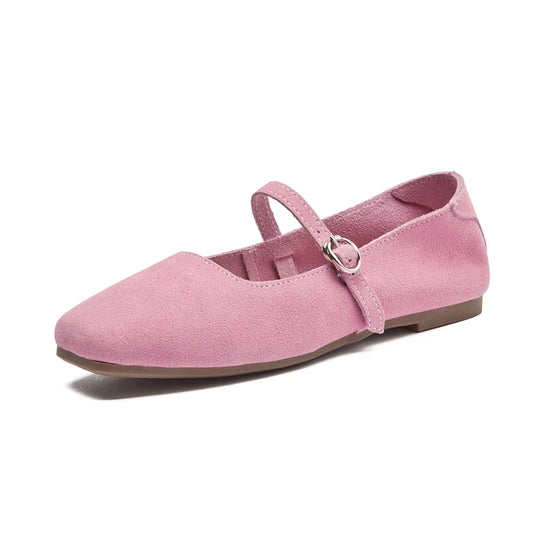 AIYUQI Mary Jane Women's Shoes 2025 New Suede Leather Non-slip Women Ballet Flat Shoes Square Toe Comfortable Female Shoes