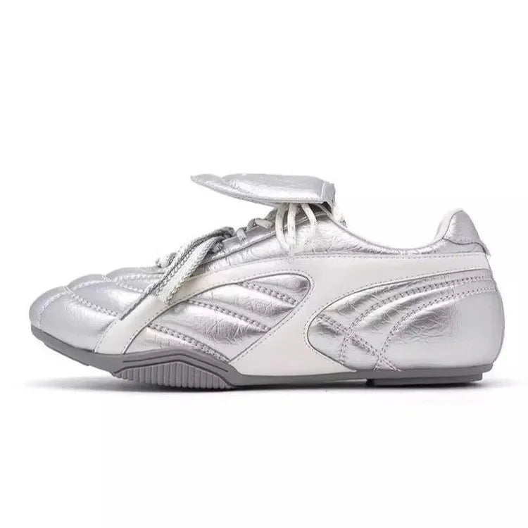 2025 New Spring Women's Shoes Vintage Flat Bottom AGAN Shoes Casual Sports White Shoes Synthetic Interior Fiber Optic Face