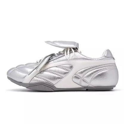 2025 New Spring Women's Shoes Vintage Flat Bottom AGAN Shoes Casual Sports White Shoes Synthetic Interior Fiber Optic Face