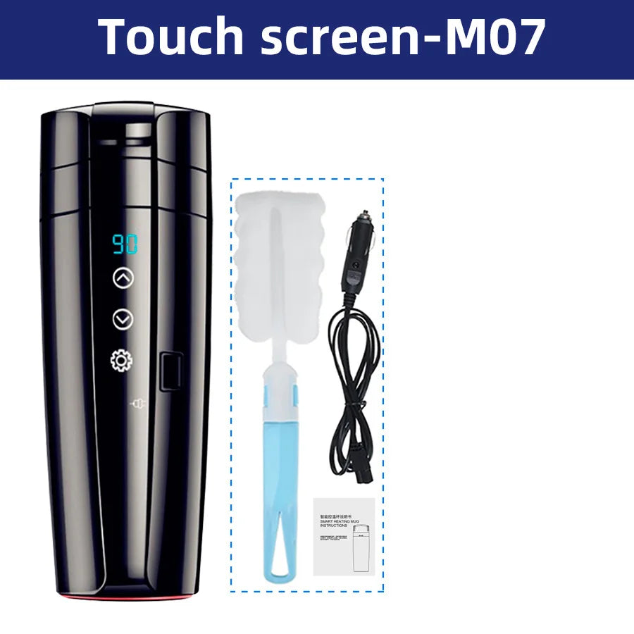 12V 24V Smart  Car Heating Cup Electric Kettle Stainless Steel Thermal Insulation Control Touch LCD Display Travel Coffee Mug