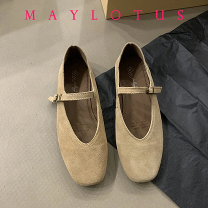 2025 Autumn Fashion Flat Ballet Shoes Women Shallow Ballet Leather Round Toe Female Ballerina Soft Moccasin Mary Janes Shoes
