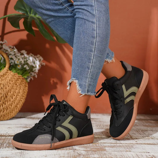 Autumn Women Fashion Trend Flat Sneakers Lightweight Soft Sole Sports Shoes for Women New Lace Up Casual Walking Sneakers